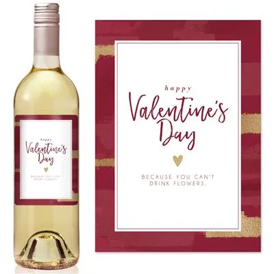 Cant Drink Flowers Valentines Day Wine Label