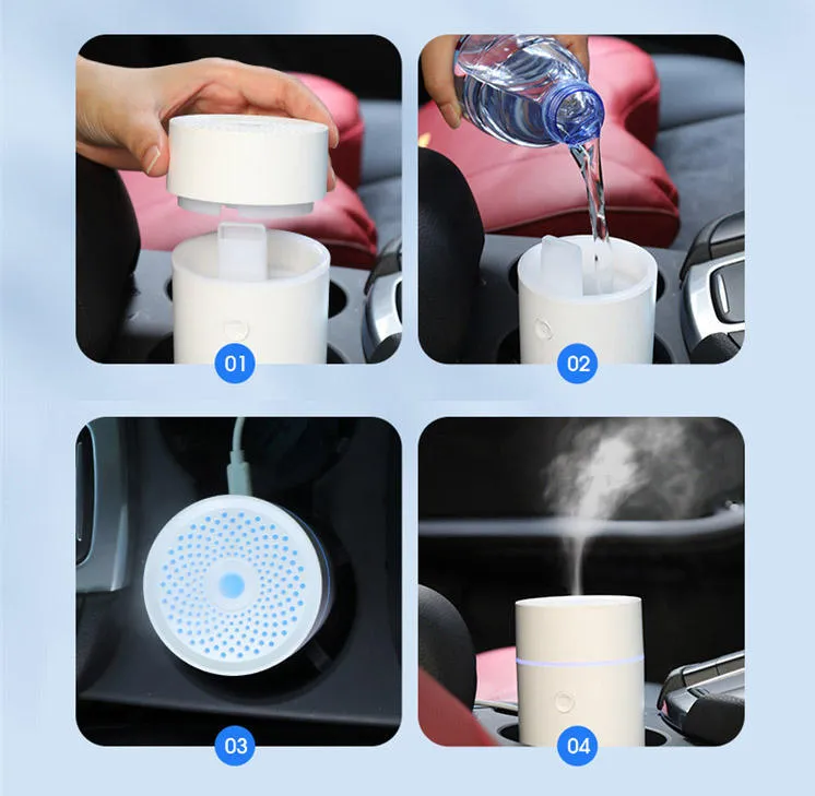 Car Diffuser Aroma Ultrasonic Water Mist Humidifier Lighting Oils Diffuser Car Aroma Diffuer Humidifier