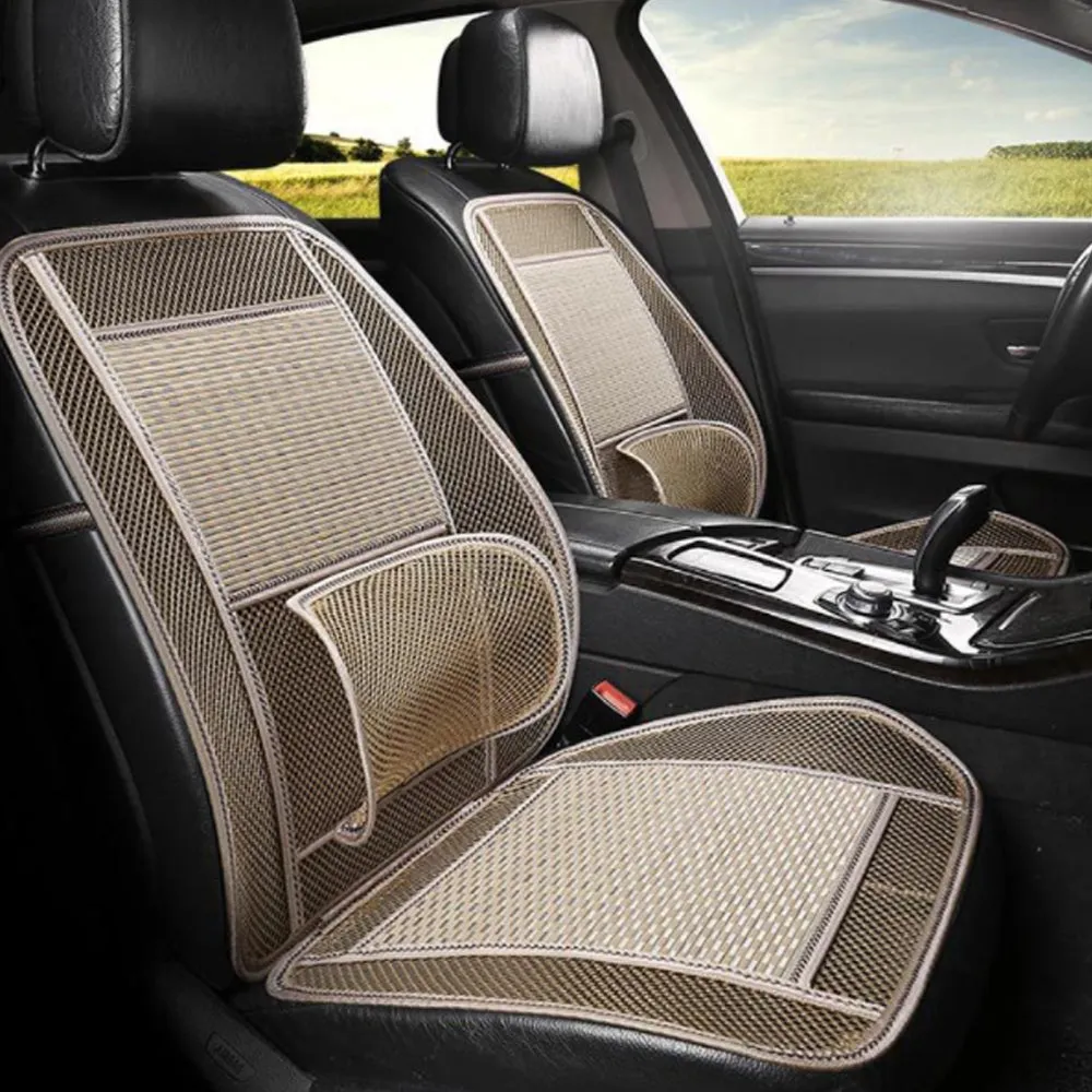 Car Seat Home Mesh Bamboo Seat Cushion Lumbar Brace Back Support Cool in Summer