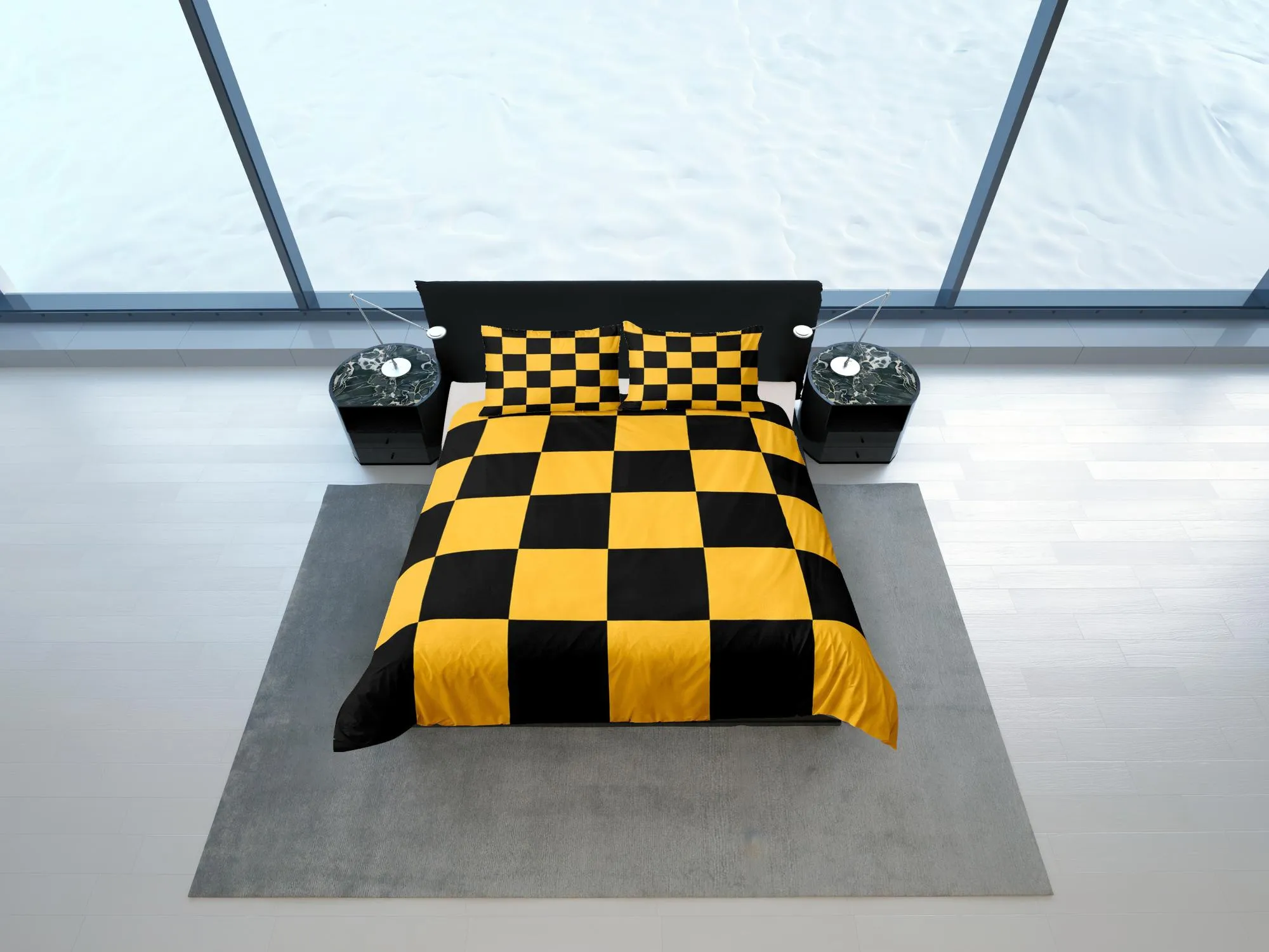 Check Fabric Yellow Duvet Cover Colorful Dorm Bedding Set Full Checkered Comforter Cover