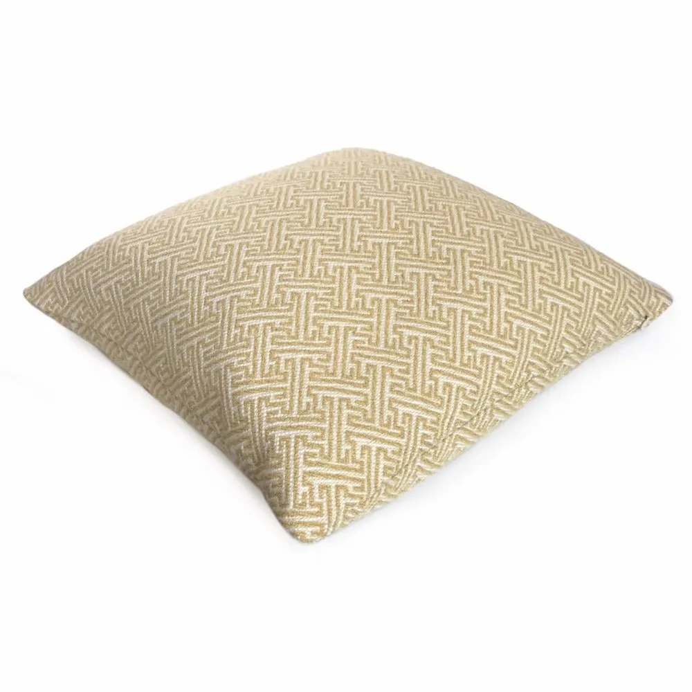 (CLEARANCE) Atlas Greek Key Yellow Gold Cream Geometric Pillow Cover