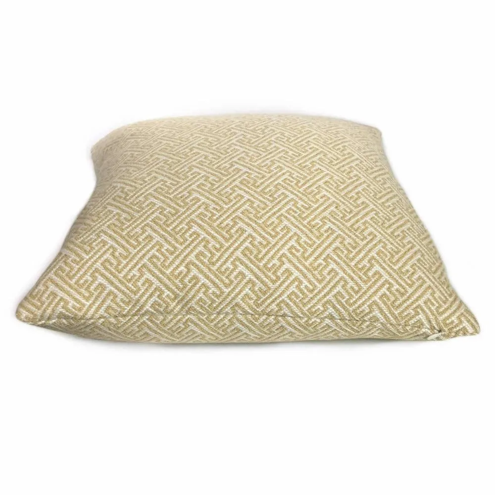 (CLEARANCE) Atlas Greek Key Yellow Gold Cream Geometric Pillow Cover