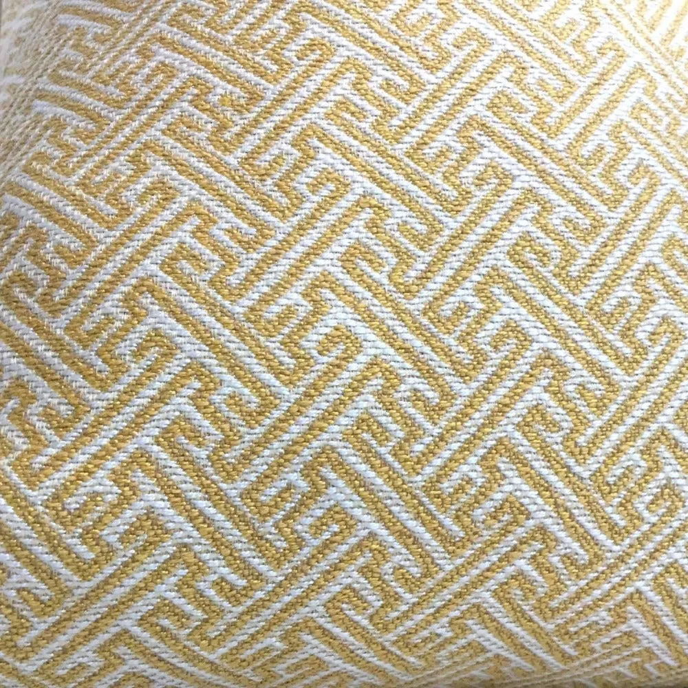 (CLEARANCE) Atlas Greek Key Yellow Gold Cream Geometric Pillow Cover