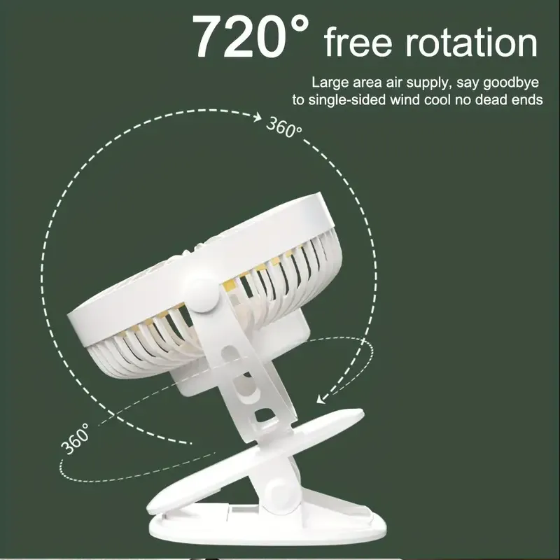 Clip On Rechargeable Moveable Head Portable Fan- Pm-022