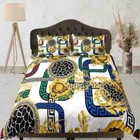 Colorful Baroque Luxury Duvet Cover Aesthetic Bedding Set Full Victorian Decor,