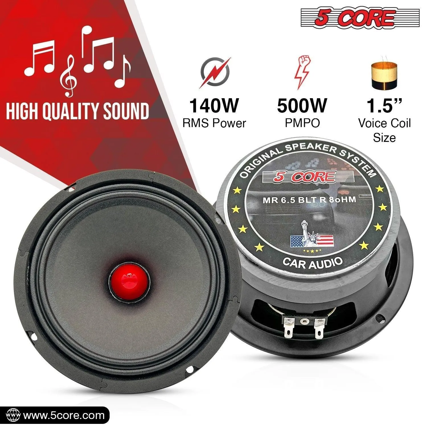 Copy of 5 Core 4pcs Speaker Woofer with Super Bullet Tweeter, Max