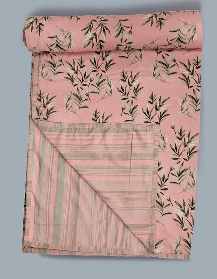 Coral Peach Leaves Printed 7 PC Set