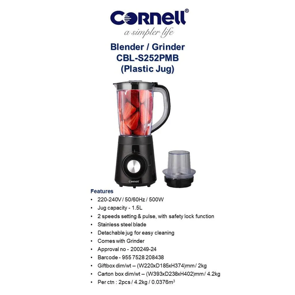 Cornell 1.5L Jug Blender with Grinder CBLS252PMW