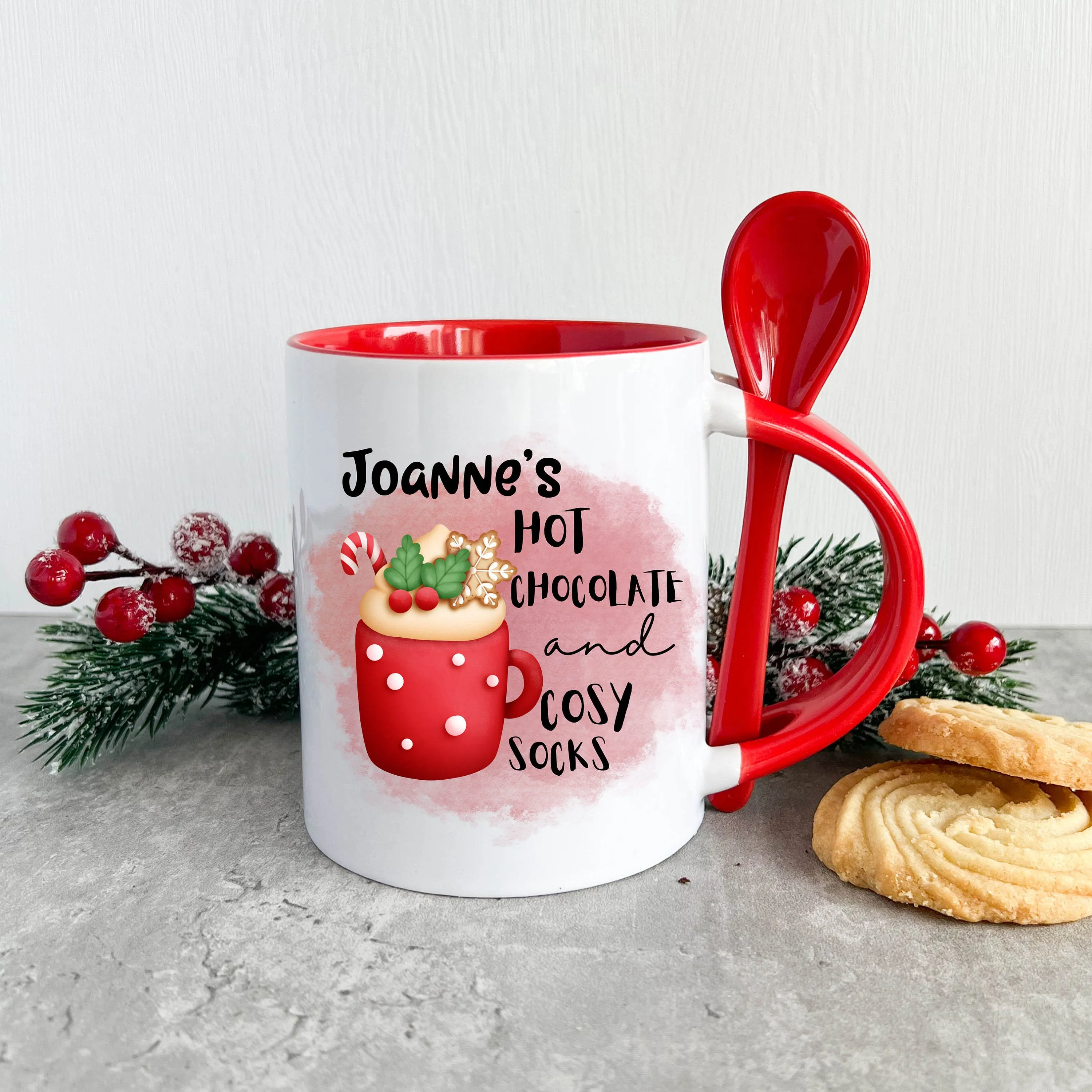 Cosy Socks Christmas Hot Chocolate Mug With Spoon