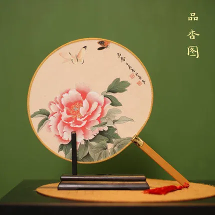 Cotton And Linen Hand-made Bamboo Bone Classical Chinese Fan Single Side 98