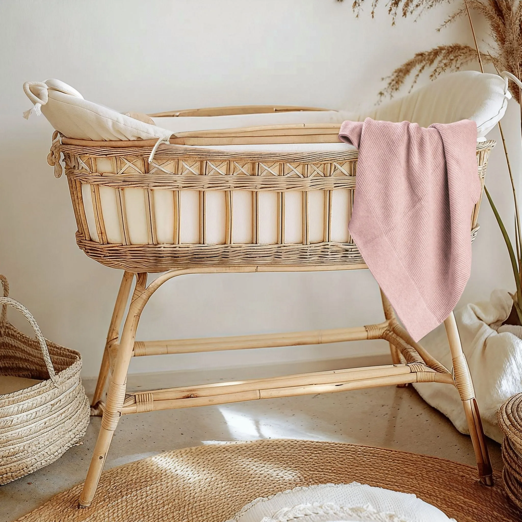 Cotton Classic Knit Baby Blanket | Flamingo Pink