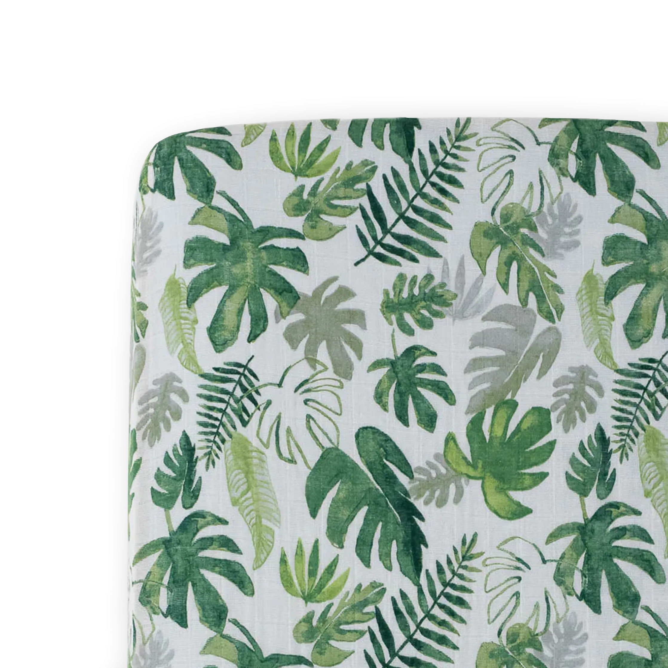 Cotton Muslin Crib Sheet - Tropical Leaf