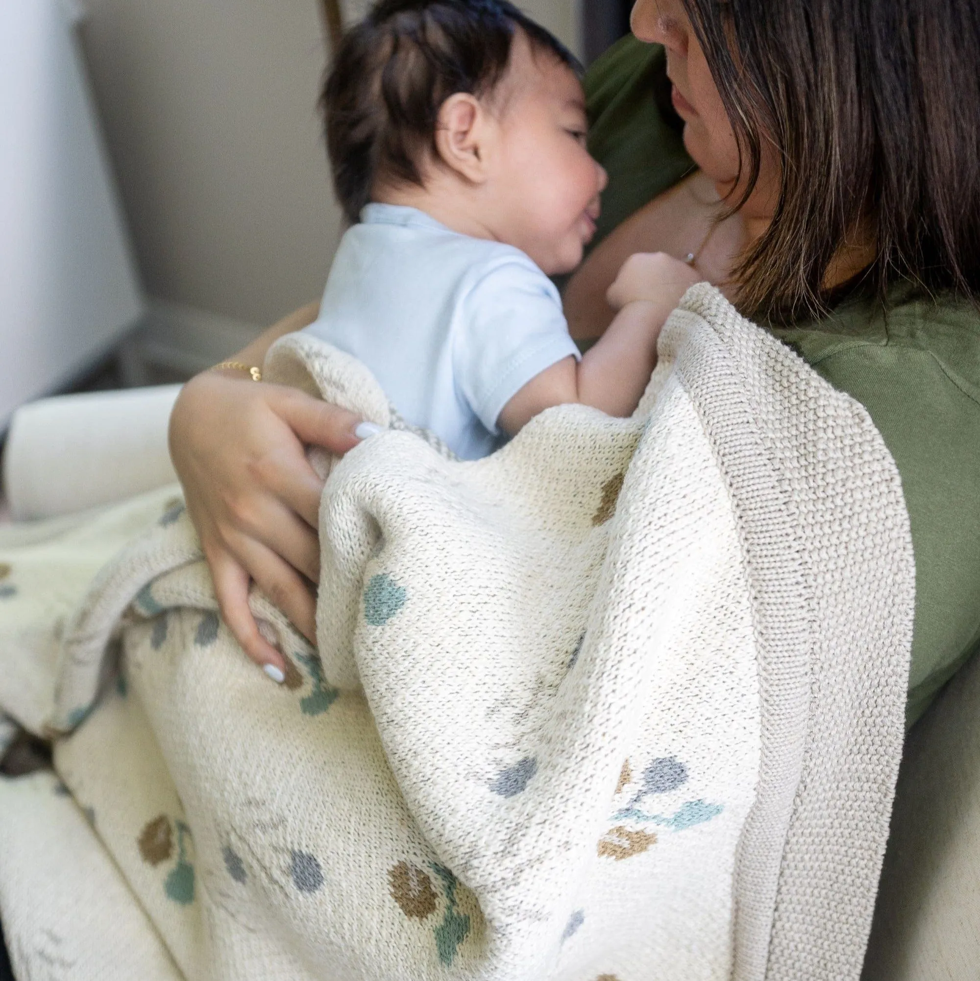 Crane Baby Avery Organic Cotton Knitted Baby Blanket (Poppy)