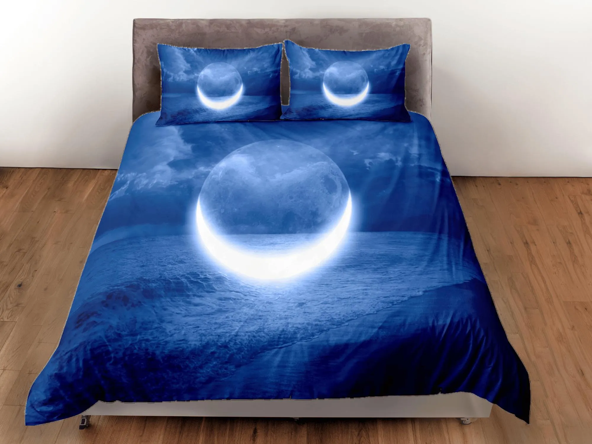 Crescent Moon Night Duvet Cover Set Colorful Bedspread, Dorm Bedding with Pillowcase