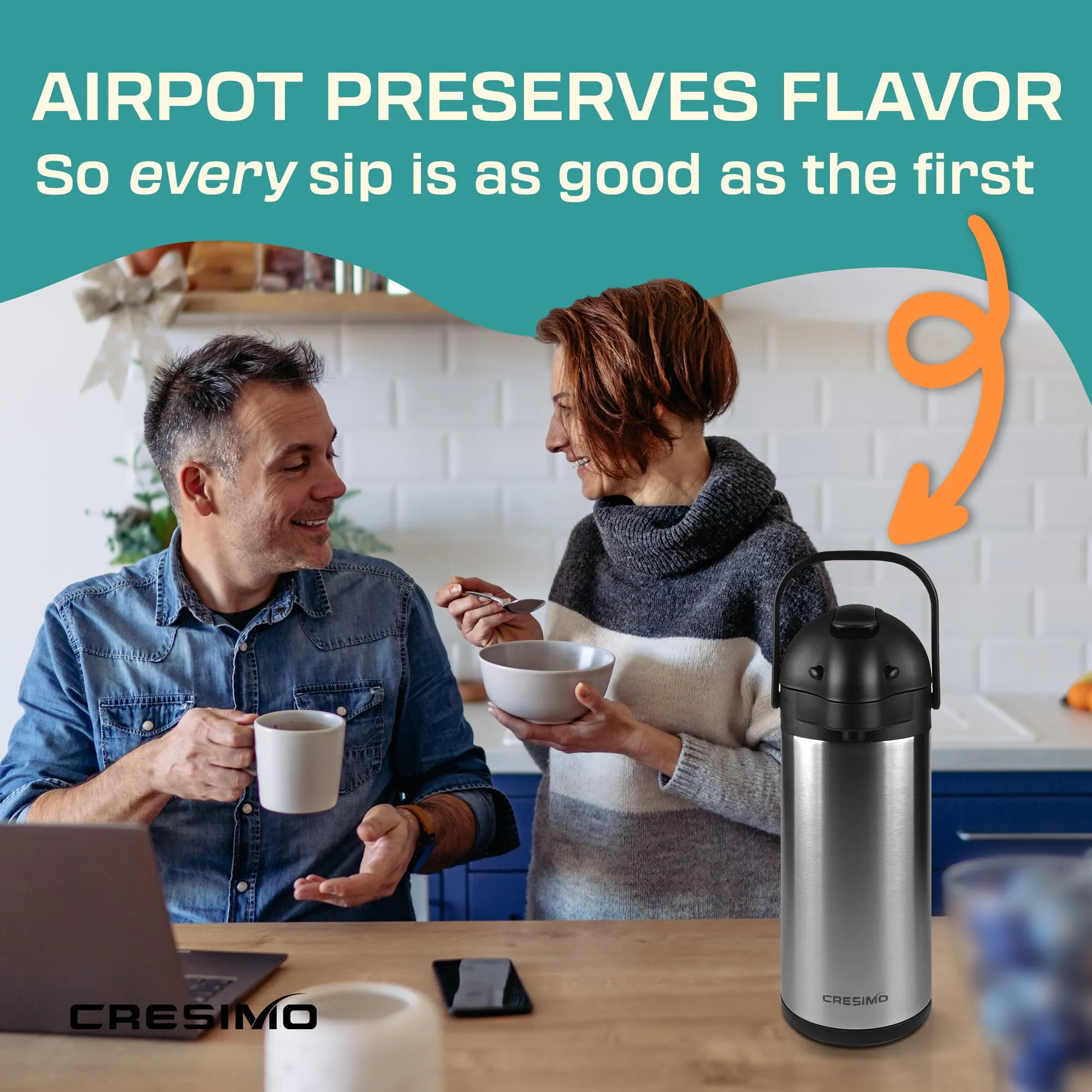 Cresimo 101oz Coffee Carafe Airpot Cleaning Brush Hot & Cold Drink Extra Large