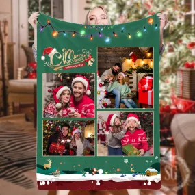 Custom 4 Photos Blankets Merry Christmas Blankets For Family