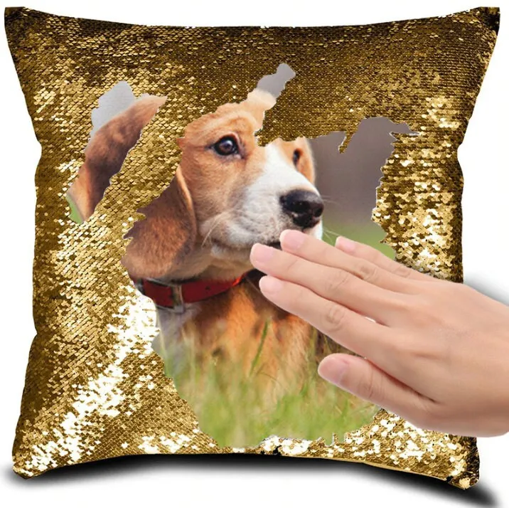 Custom Photo Sequin Pillow Case - Personalized Pillow Case - Reversible Throw Pillow Decorative Cover Home Decor Gift for Her Christmas Gift