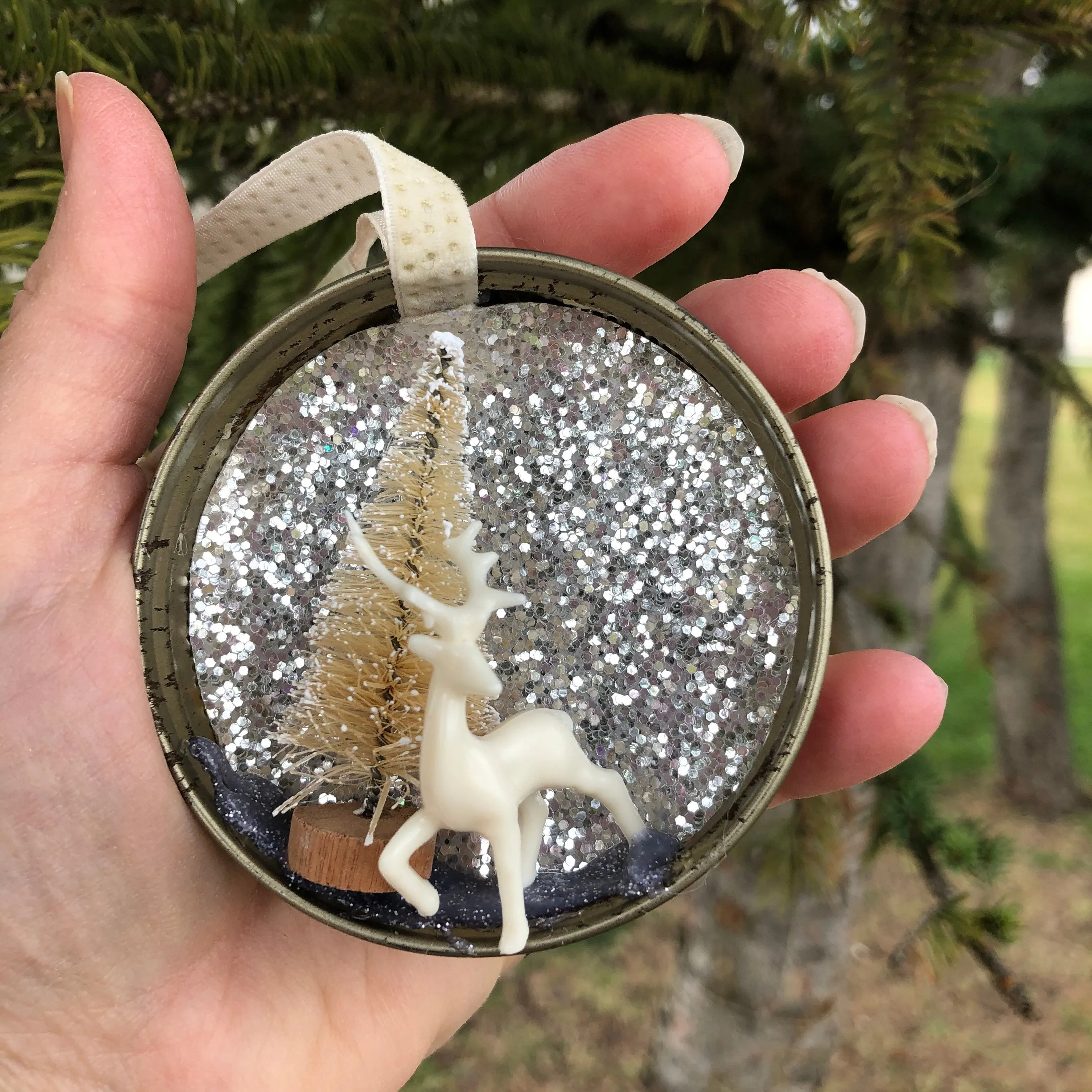 Deer Themed Christmas Ornament in Mason Jar Ring