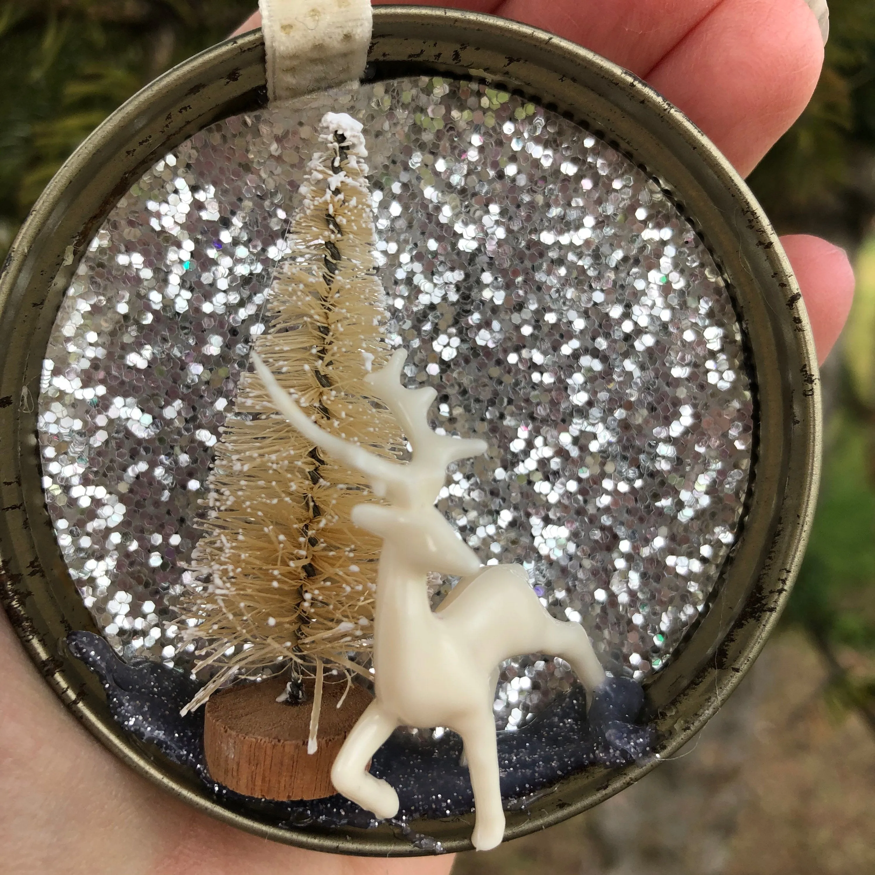 Deer Themed Christmas Ornament in Mason Jar Ring