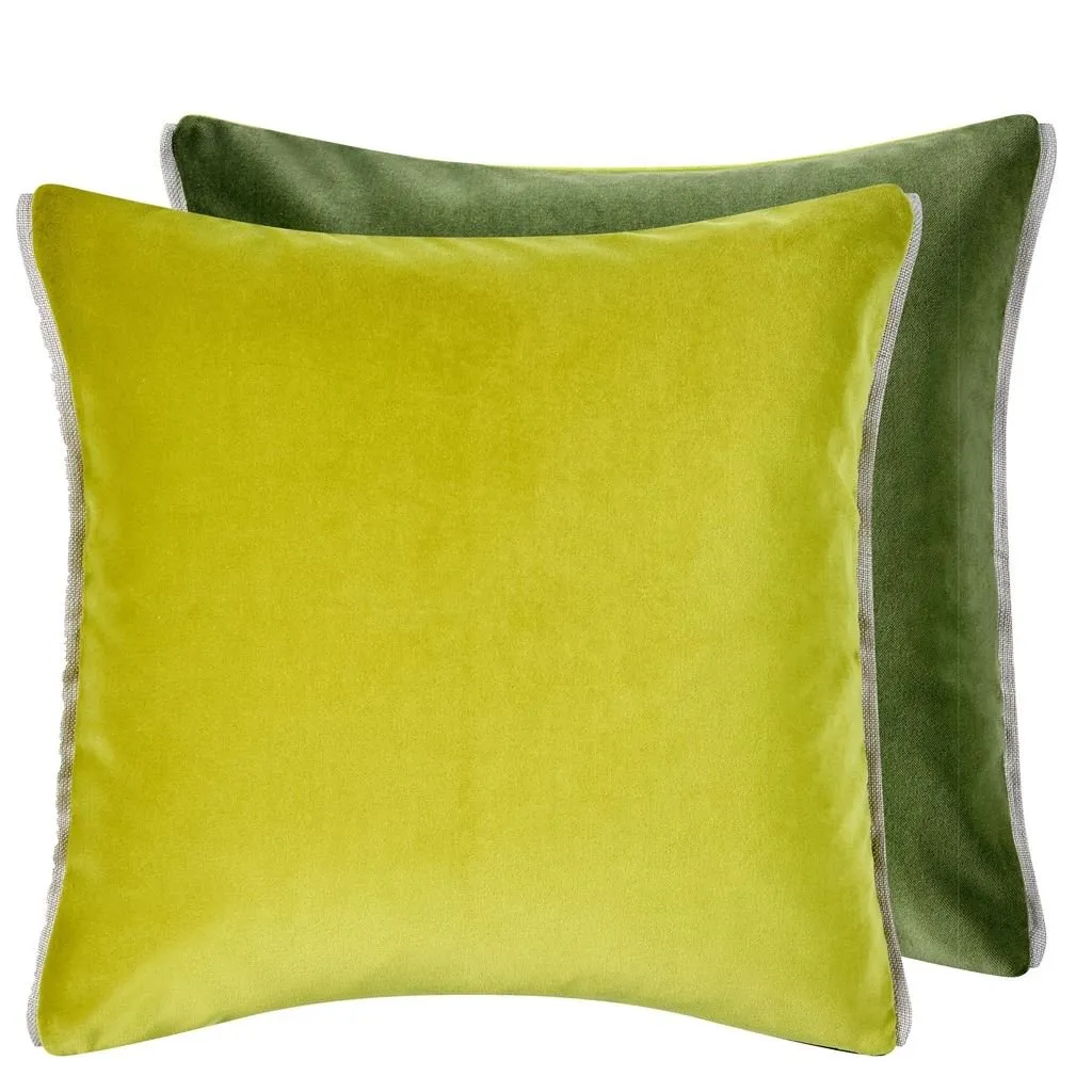 Designers Guild Varese Lime and Fir Velvet Decorative Pillow