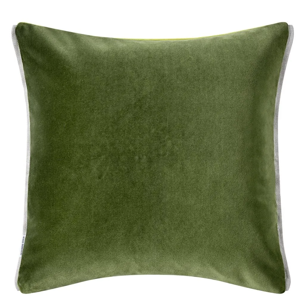 Designers Guild Varese Lime and Fir Velvet Decorative Pillow