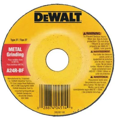 DeWalt® Type 27 Depressed Center Wheels, 5 X 1/4 X 7/8, A24R Grit, Aluminum Oxide, DW4619