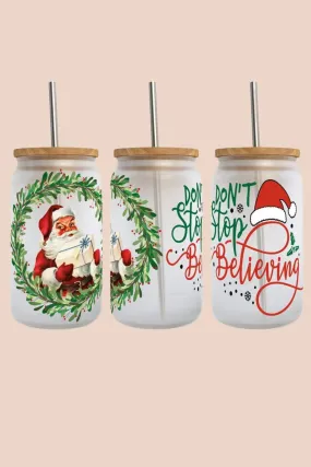 Don't Stop Believing Christmas Gnomes 16oz Libbey Glass Tumbler