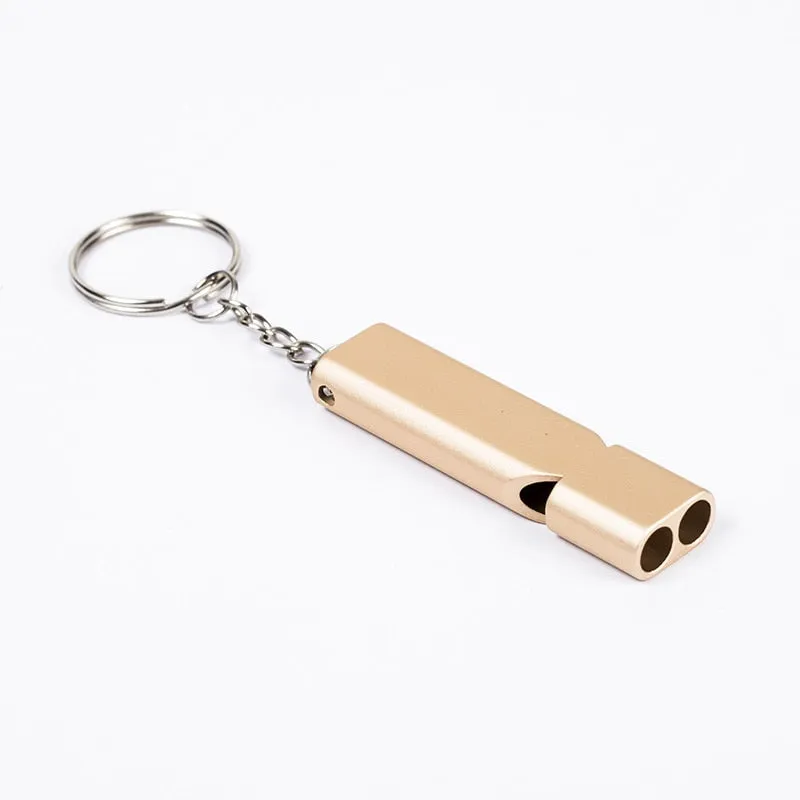 Double-frequency Alloy Aluminum Emergency Survival Whistle Keyring Camping Hiking Outdoor Tools Training Keychain