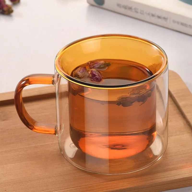 Double Glass Colored Mug