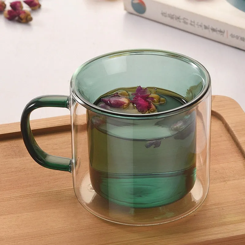 Double Glass Colored Mug