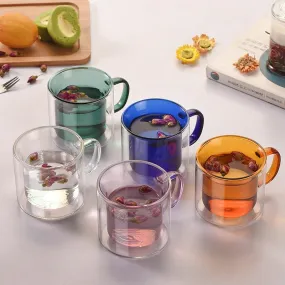 Double Glass Colored Mug