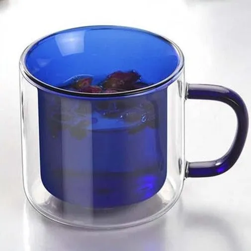 Double Glass Colored Mug