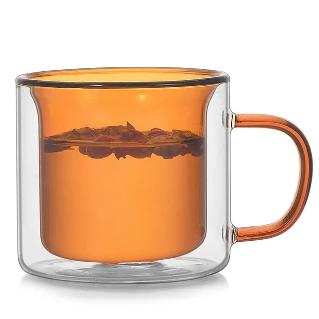 Double Glass Colored Mug