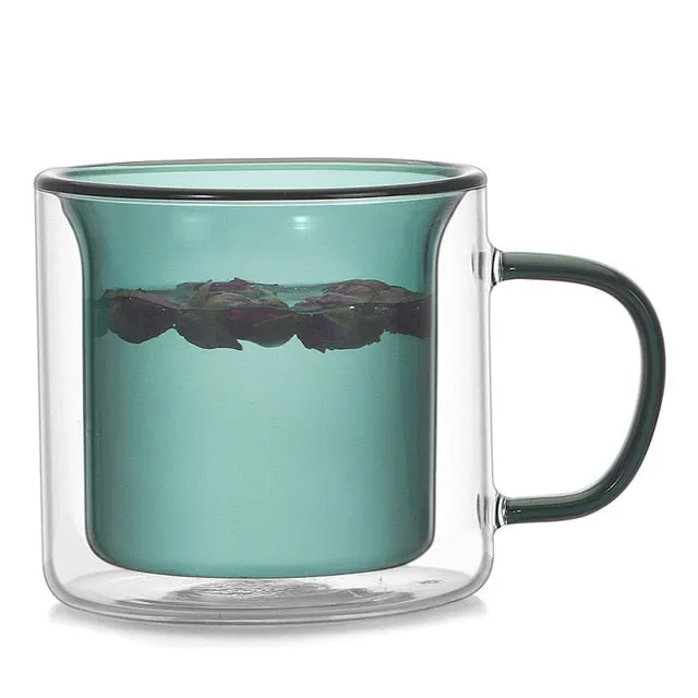 Double Glass Colored Mug