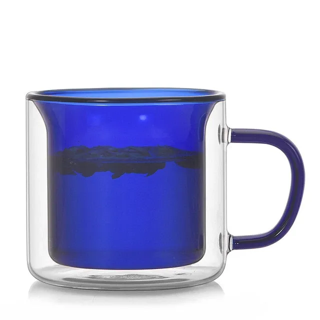 Double Glass Colored Mug