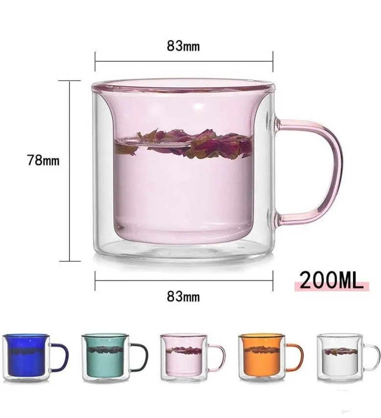 Double Glass Colored Mug