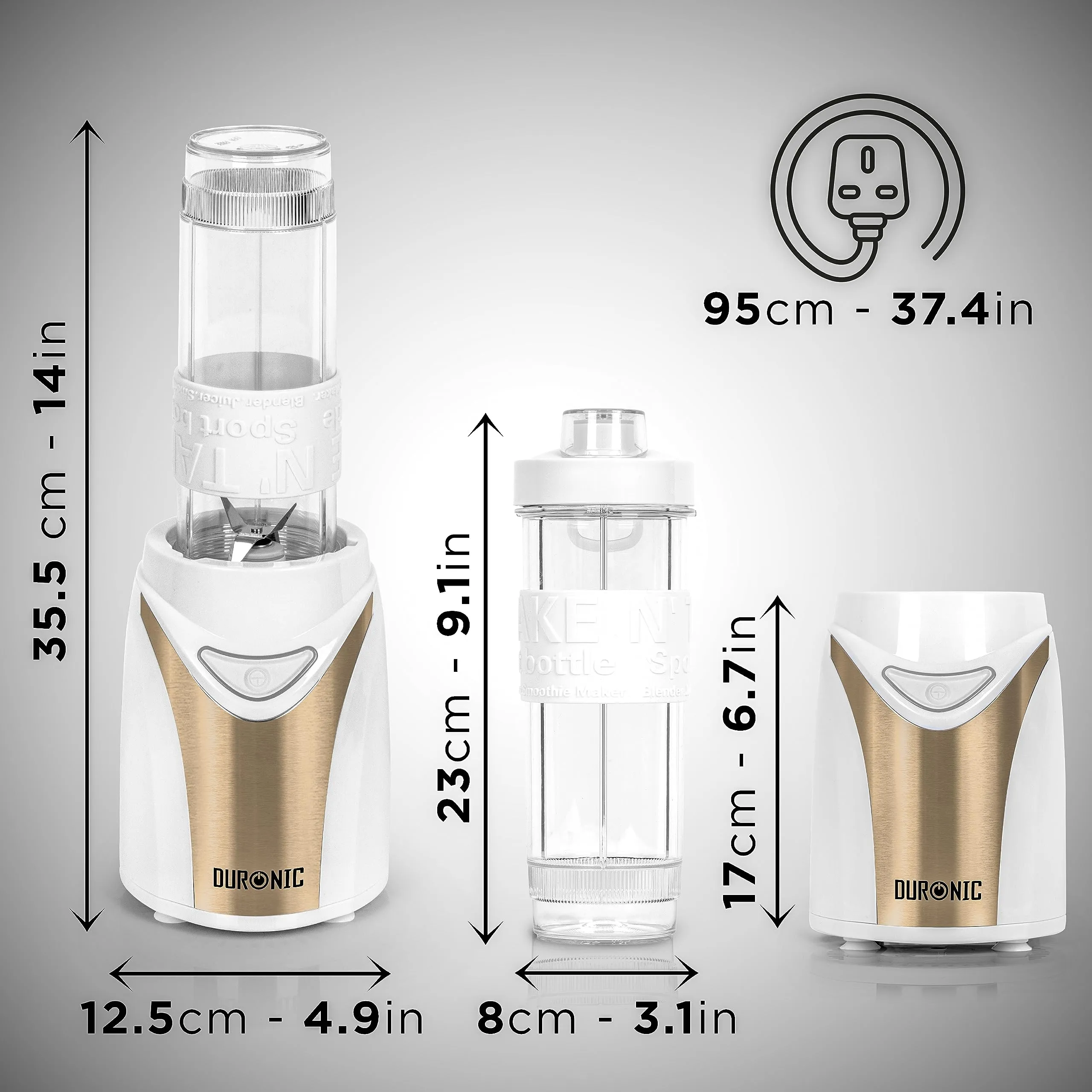 Duronic Mini Blenders BL540 Portable Blender Bottle, Electric Smoothie Maker Juicer, Kitchen Blender, Personal Blender for Protein Shakes, baby food, Milkshake, Juice, UK plug