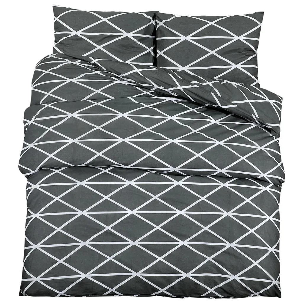 Duvet Cover Set Grey 155x220 cm Cotton