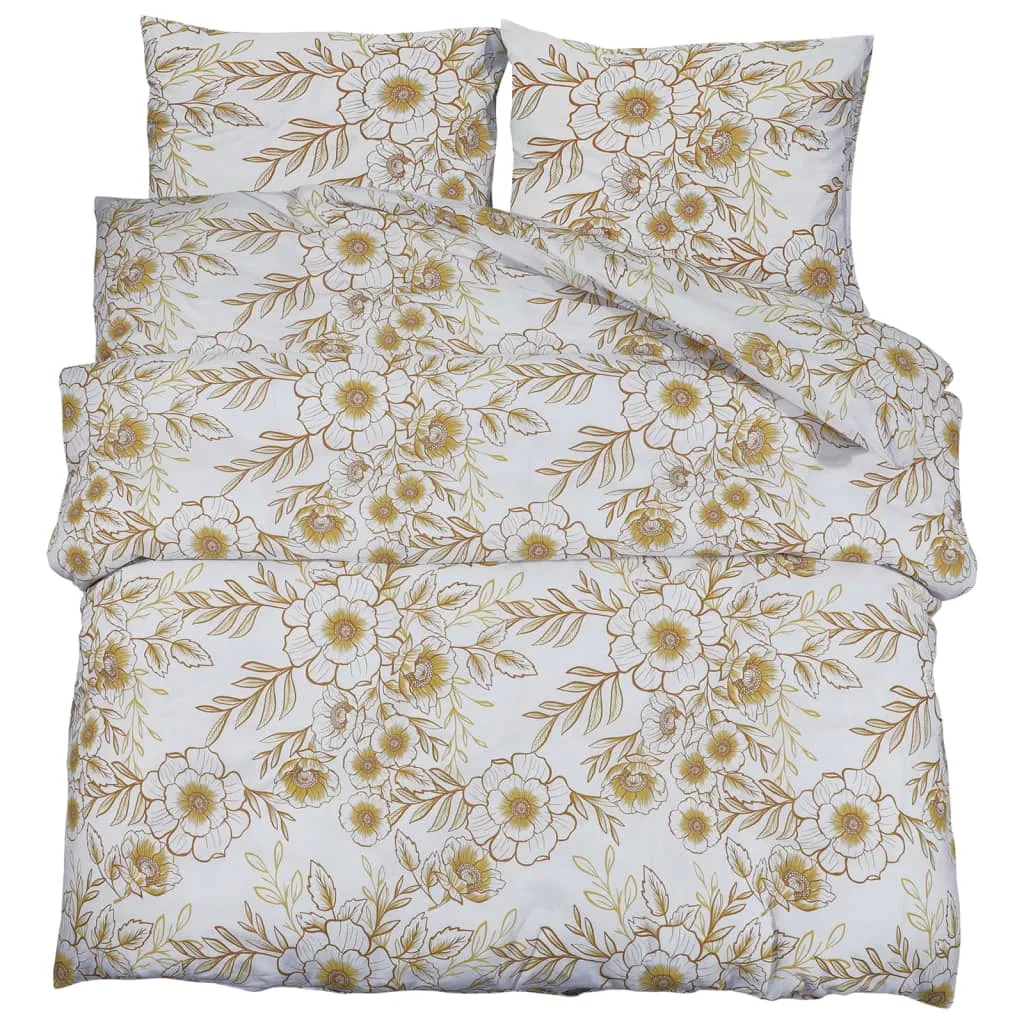 Duvet Cover Set White and Brown 260x240 cm Cotton