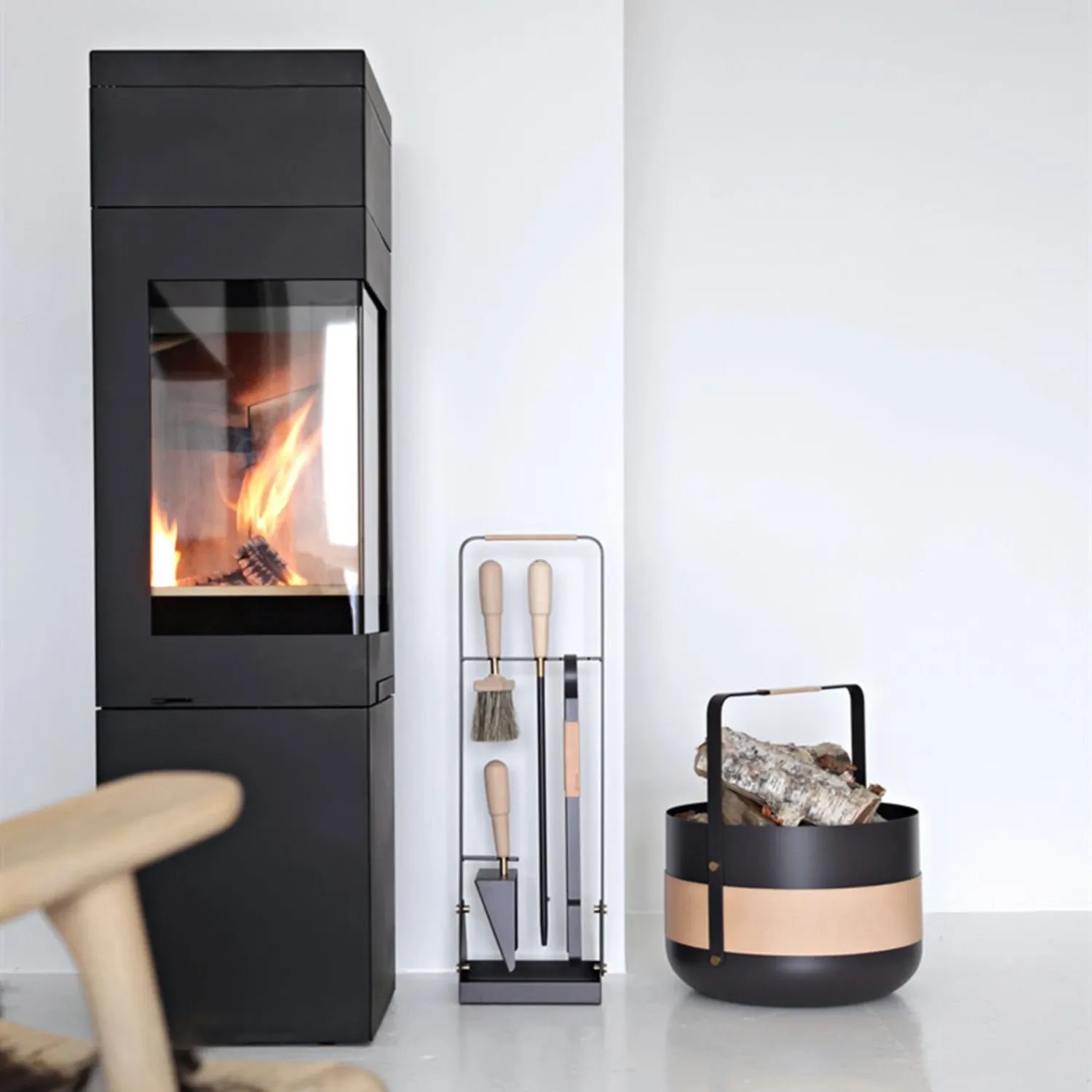 eldvarm | fire set with leather | naturel