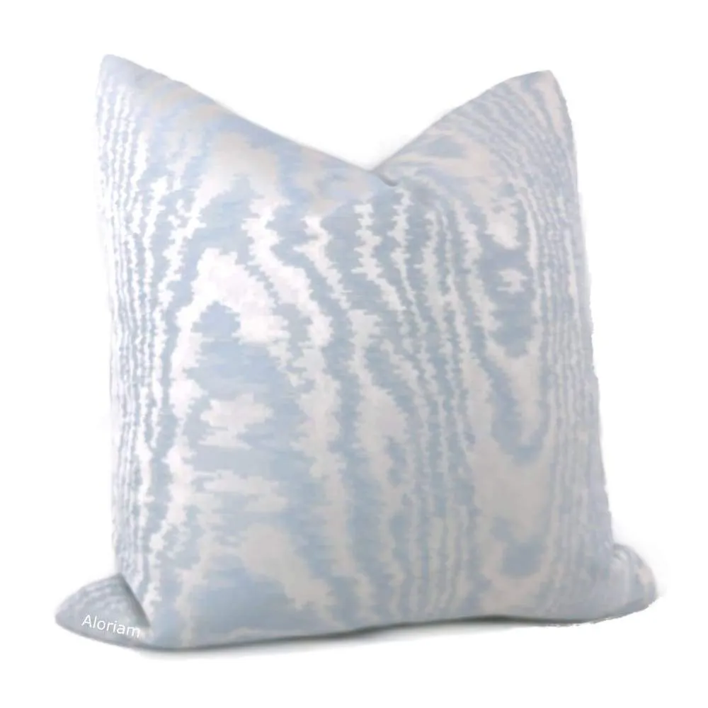 Elsa Ice Blue Faux Bois Pillow Cover