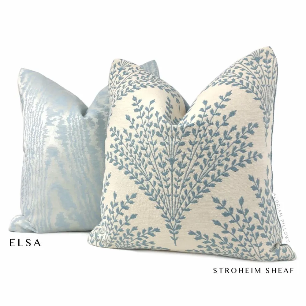 Elsa Ice Blue Faux Bois Pillow Cover