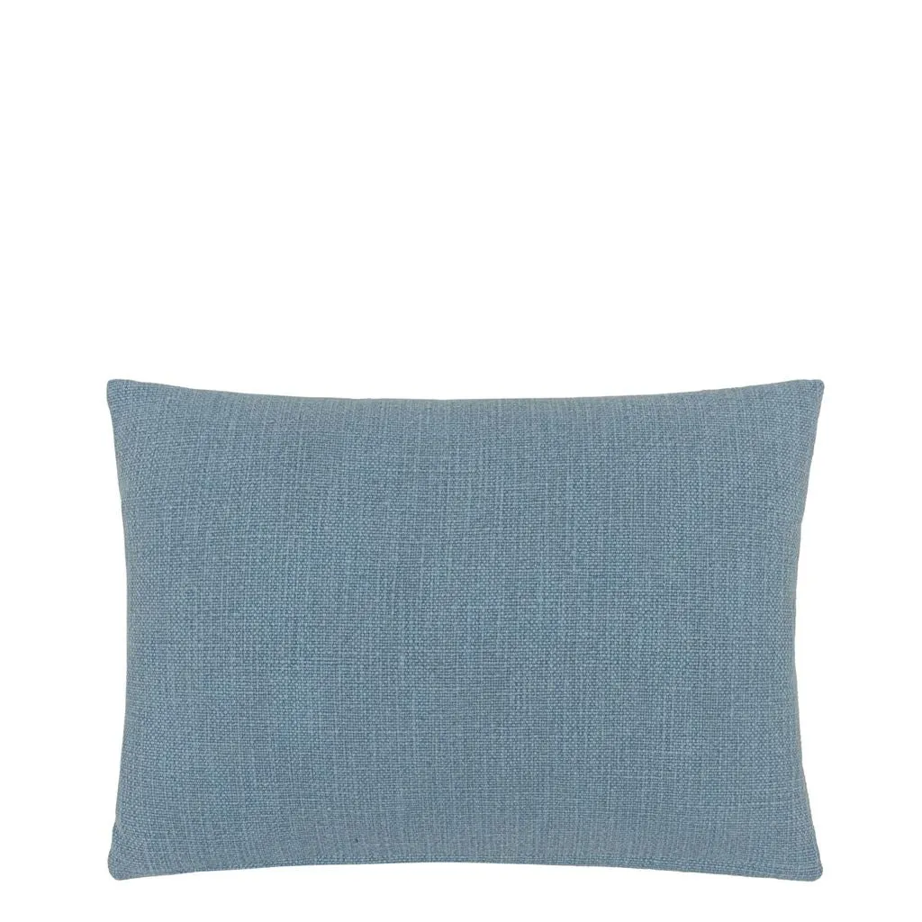 Enamel Flower Indigo Cotton Throw Pillow by Designers Guild