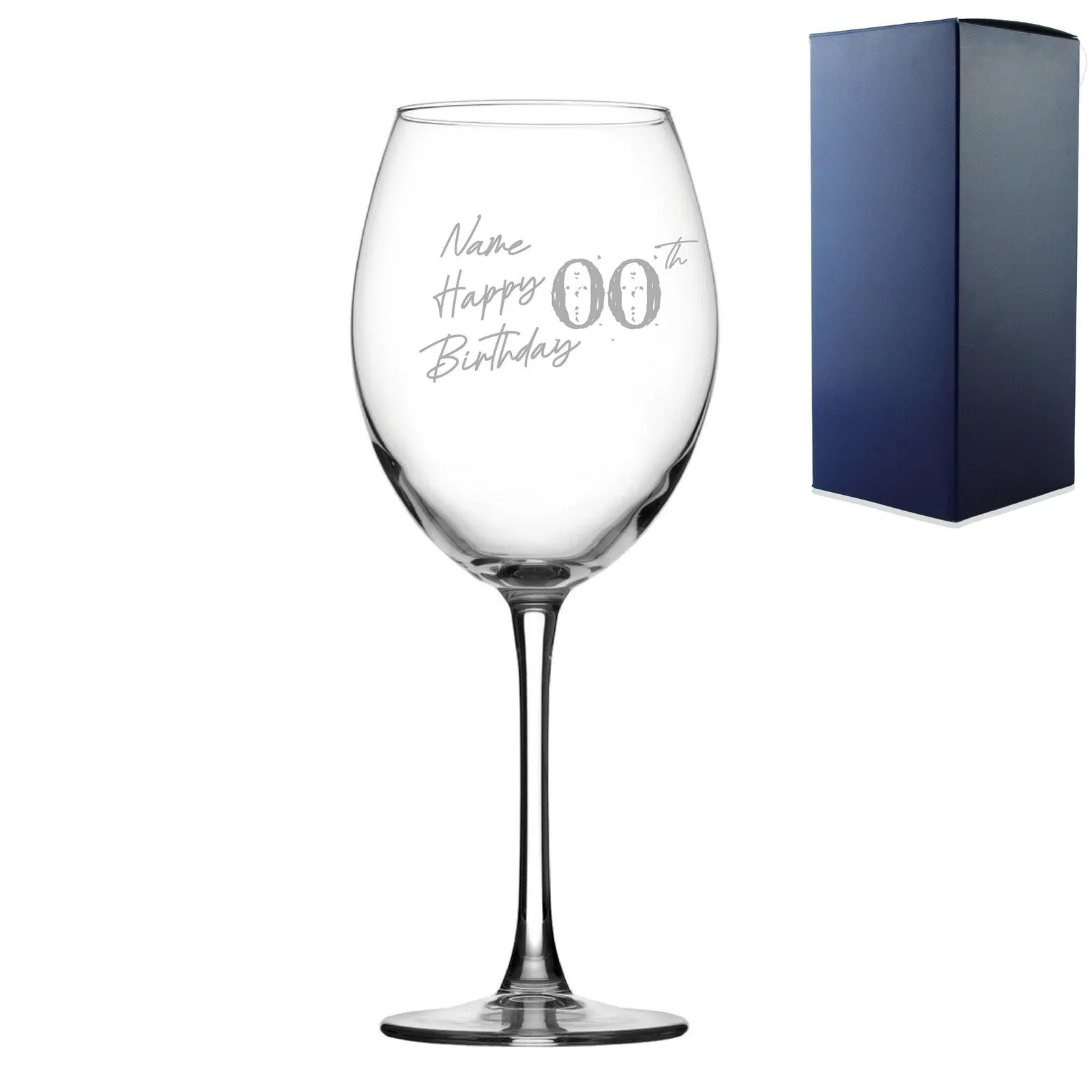 Engraved  Enoteca Wine Glass Happy 20,30,40,50...Birthday Speckled, Gift Boxed