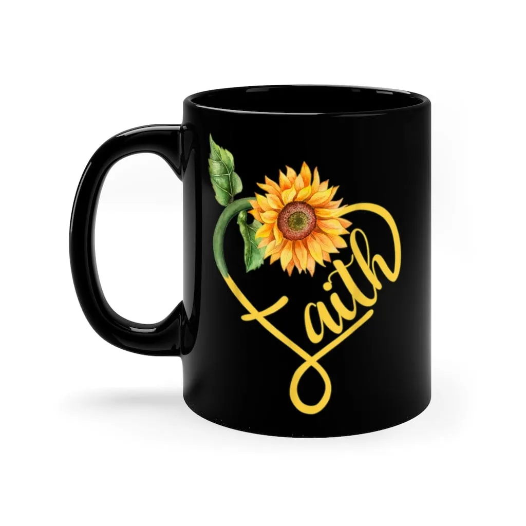 Faith Sunflower Mug - Christian Mug - Bible Verse Mugs - Scripture Mugs