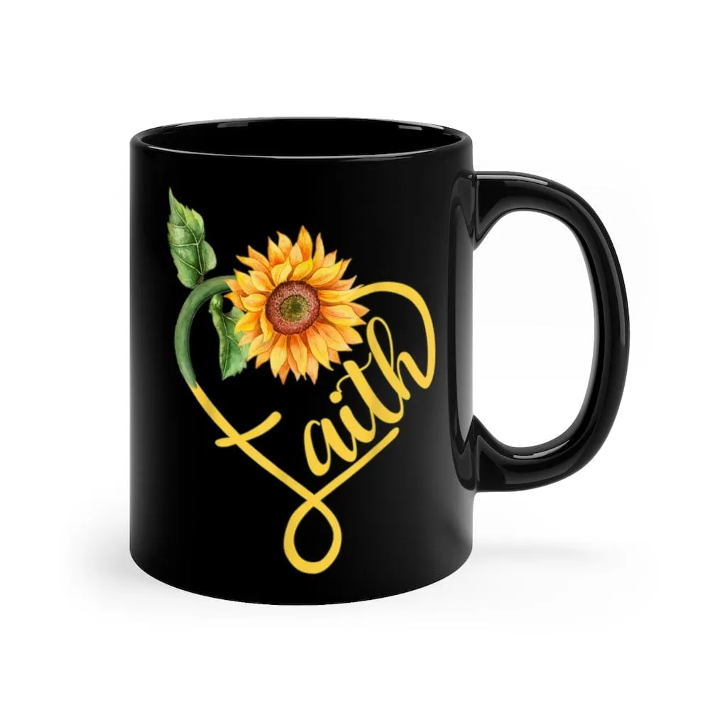 Faith Sunflower Mug - Christian Mug - Bible Verse Mugs - Scripture Mugs