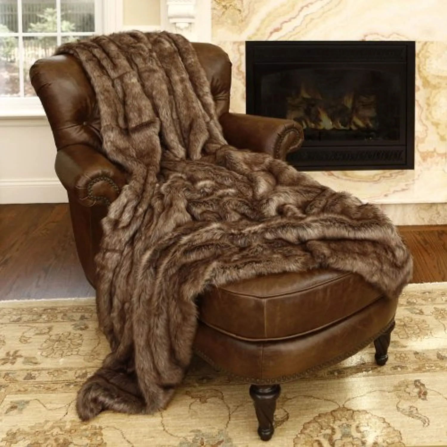 Faux Fur Throw - Full Blanket - Coyote - 58"W x 84"L - (1 Throw)