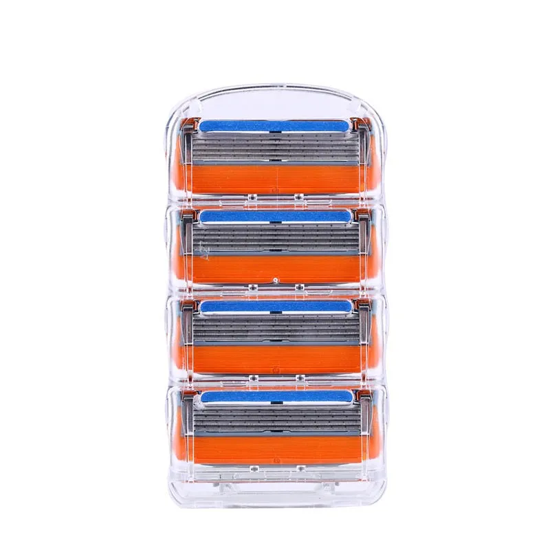 Five Layer Manual Shaving Razor Blade 4 Simple Boxed Orange Spot