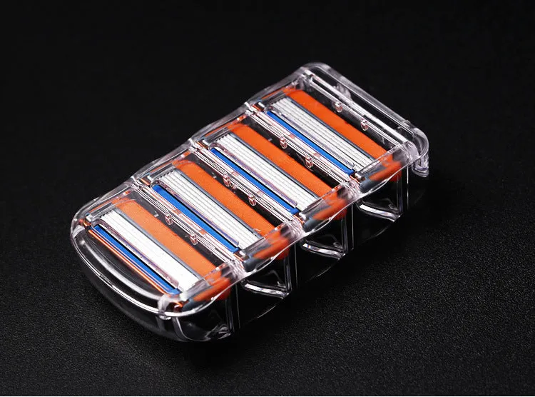 Five Layer Manual Shaving Razor Blade 4 Simple Boxed Orange Spot