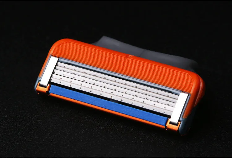 Five Layer Manual Shaving Razor Blade 4 Simple Boxed Orange Spot